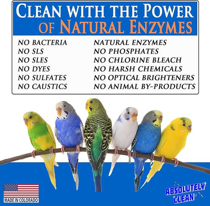 Absolutely Clean Amazing Bird Cage Cleaner and Deodorizer - Just Spray/Wipe - Safely & Easily Removes Bird Messes Quickly and Easily - Made in The US - Fragrance Free - 16oz (Pack of 2)