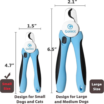 gonicc Professional Small Dog and Cat Nail Clippers Sharp Stainless Steel Pet Nail Trimmers(with Free Nail File in Handle), with Safety Guard to Avoid Overcutting