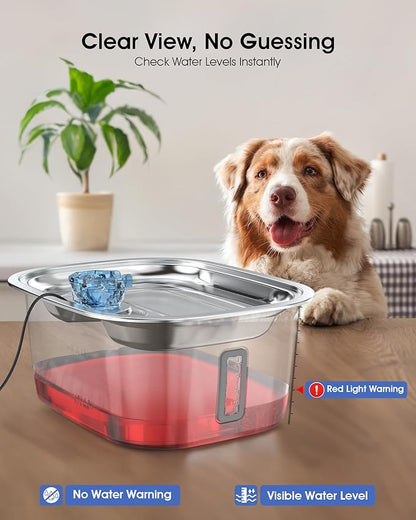 Dog Water Fountain for Large Dogs - 3 Gallon Stainless Steel Dog Water Bowl Dispenser with 4 Filters, Automatic Big Extra Large Capacity Pet Water Fountain, Easy Clean with Quiet Pump