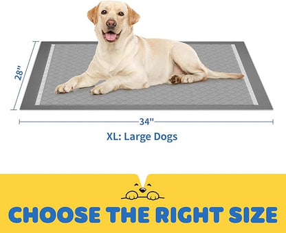 100-Pack X-Large Puppy Pads - 34'' x 28'' Pee Pads for Dogs Potty Training with Leak-Proof Quick-Dry Design, 6-Layer Wee Wee Pads for Dogs, Charcoal, Black