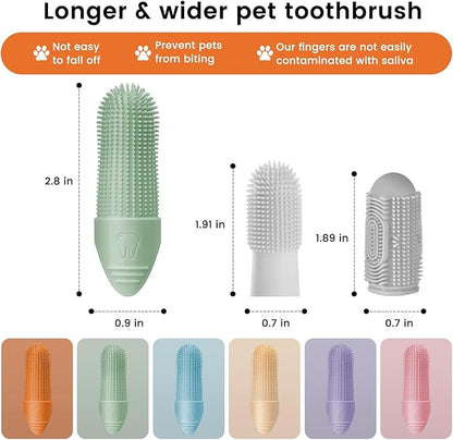 Duckart 6 Pack Dog Toothbrush, 360° Cleaning Finger Brush for Dogs Teeth, Food Grade Silicone Pet Toothbrush Fits Most Fingers