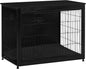 DWANTON Dog Crate Furniture with Cushion, Wooden Kennel Table with Double Doors, Indoor Dog House, Large Size, 38.5" L, Black