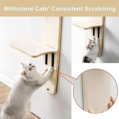 Door Hanging Cat Shelf, Multi Level Door Hanging Cat, Cat Tree Door Hanger Mounted Cat Shelves Cat Ladder, 4-Levels Over Door Cat Climber for Indoor Cats