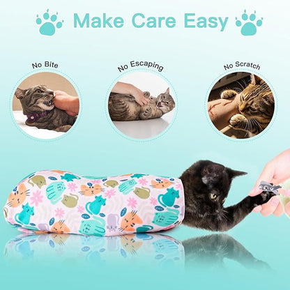 27.6" Cat Grooming Wrap, Cat Wrap for Cutting Nails, Self-Adherent Fabric Wrap for Cats, Cat Burrito Wrap Anti-Scratch, Anti-Escape, Multifunctional Swaddle Wrap Pet Tool (Panda, X Large)