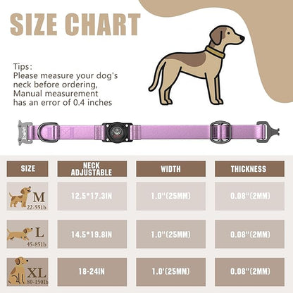 AirTag Dog Collar - Leather Dog Collar with Airtag Holder | IP68 Waterproof AirTag Holder with Metal Buckle, Comfortable GPS Dog Collars Tracker for Medium Large Dogs (Rose Gold, M)