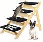 Foldable Dog Stairs/Ramp with 4 Steps - Durable Wooden Pet Stairs for Small, Medium, Large Dogs - Black (5098)
