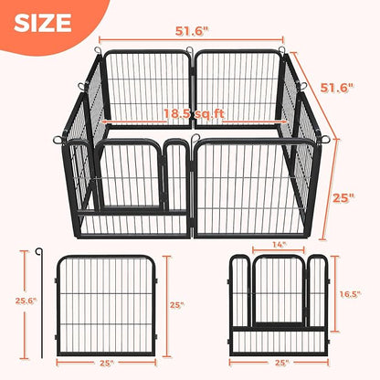 24 Inch 8 Panels Dog Playpen - Metal Pet Exercise Pen for Puppy, Indoor/Outdoor Dog Fence for Yard, Garden, Camping & RV Travel