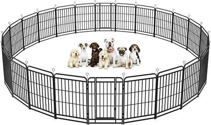 Dog Playpen Outdoor 24 Panels Heavy Duty Dog Fence 40" Height with Thick Pipe Anti-Rust with Doors Portable for RV Camping Yard, Total 54FT, 227 Sq.ft, Snowy Black