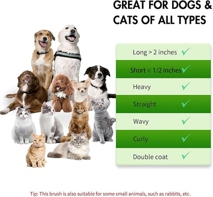 Dog Self Cleaning Slicker Brush for Shedding, Ideal for Short Long Haired Dogs, Including Cat. Removes Loose Fur, Undercoat, Mats, Tangled Hair. Suit for Large Medium Small Animal, Green