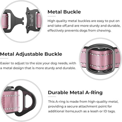 2025 Upgrade Airtag Dog Collar, Reflective Dog Collar with Airtag Holder, IP68 Waterproof| Metal Buckle| Ultra-Durable| Comfortable Padded, GPS Dog Collars for Medium Large Dogs (Pink,L)