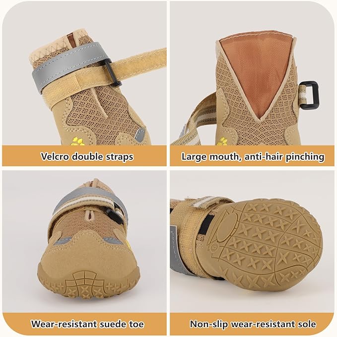 Dog Shoes for Large Medium Small Dog, Mesh Breathable Dog Shoes for Hot Pavement, Anti-Slip Dogs Boots Paw Protectors with Reflective for Outdoor Walking Indoor Hardfloors (Size 1)
