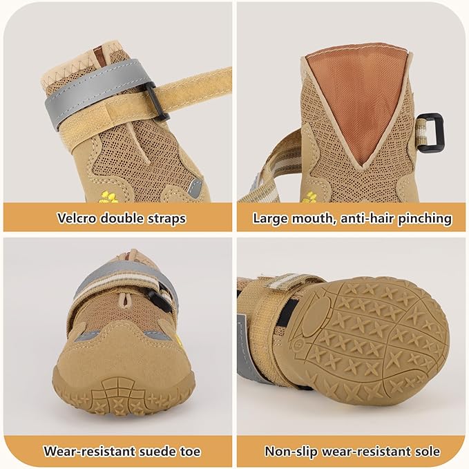 Dog Shoes for Large Medium Small Dog, Mesh Breathable Dog Shoes for Hot Pavement, Anti-Slip Dogs Boots Paw Protectors with Reflective for Outdoor Walking Indoor Hardfloors (Size 5)