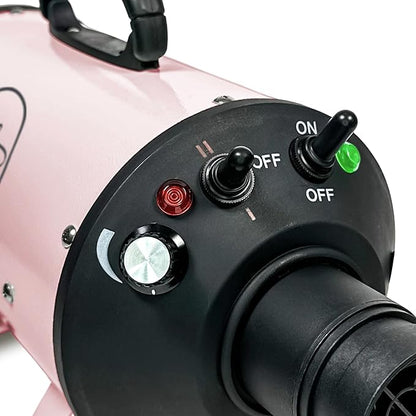 Flying Pig High Velocity Dog Pet Grooming Dryer w/Heater (Pastel Pink w/Grey Logo)