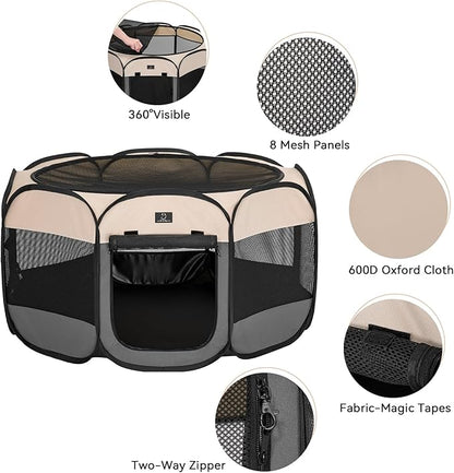 A4Pet Portable Kitten Playpen for Cats, 27" Foldable Pet Playpen for Puppy/Cat/Rabbit/Chick, with Removable Zipper Top & Mesh Panel(11”W × 7.5”H)