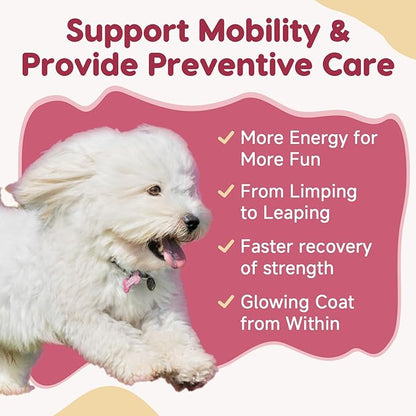 Glucosamine for Dogs - Joint Supplement for Dogs with Chondroitin, MSM, Omega 3, Hemp, Turmeric for Dog Joint Pain Relief, Dog Joint Supplement with Calcium Support Cartilage & Bone Health, 180 Chews