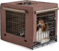 DONORO Dog Crates for Lareg Size Dogs Indoor Double Door Dog Kennels & Houses for Puppy and Cats, Collapsible Metal Contour Dog Cages (Brown, 42.0" L x 28.0" W x 31.0" H)