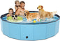 Foldable Dog Pool, YSJILIDE Portable PVC Pet Swimming Pool, Collapsible Plastic Bath for for Large Medium Small Dogs & Kids (XXXL-79"x 16" Blue)