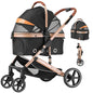 EchoSmile 4 in 1 Pet Stroller, Folding Lightweight Cat & Dog Stroller with Detachable Carrier, NO-Zip 180° Reversible Canopy, All Terrain 4-Wheel,45 lbs Capacity for Small to Medium Dogs