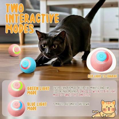 6 Pack Interactive Cat Ball Toy for Indoor Automatic Smart Rolling Ball with LED Light 2 Modes Electric Self Rolling Toy for Large and Small Puppy Kitten