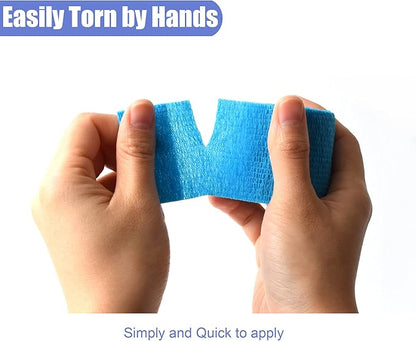 9 Pack 2" x 5 Yards Self Adhesive Bandage Wrap Self Stick Wrap for Ankle, Wrist, Finger, Sports, Breathable Cohesive Vet Tape for Pets (Light Blue)