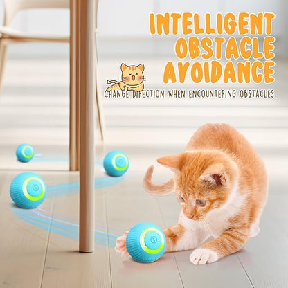 6 Pack Interactive Cat Ball Toy for Indoor Automatic Smart Rolling Ball with LED Light 2 Modes Electric Self Rolling Toy for Large and Small Puppy Kitten