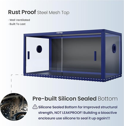 50 Gallon Bearded Dragon Tank, Reptile Enclosure for Easy Maintenance, Front Opening Reptile Tank with Top Screen Ventilation & Glass Sliding Door 36''x18''x18''