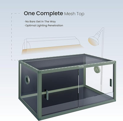 50 Gallon Bearded Dragon Tank, Reptile Enclosure for Easy Maintenance, Front Opening Reptile Tank with Top Screen Ventilation & Glass Sliding Door 36''x18''x18''