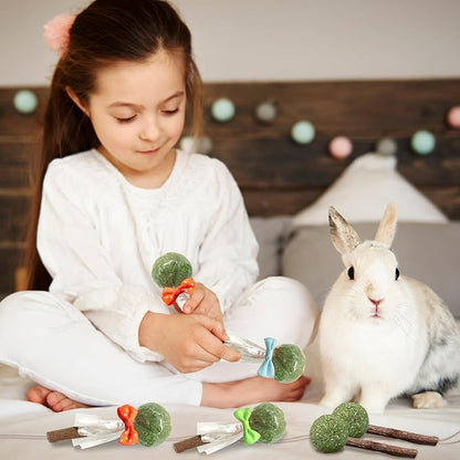 18-Pack Natural Alfalfa & Apple Wood Chew Lollipops for Small Pets - Healthy Dental Toys for Hamsters, Rabbits, Guinea Pigs, Chinchillas