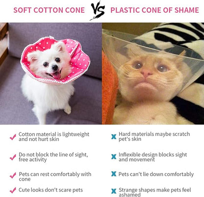 Adjustable Dog Cat Cone,Soft Recovery Cat Cone Collar,Dog Protective Collar for Cats and Puppy Surgery,Pink,Small