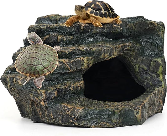 Gecko Tank Acccessories, Turtle Tank Accessories, Perfect Tortoise Hide Fish Tank Decor for Betta, Fish, Snake Hide, Professional Turtle Basking Platform (Medium)