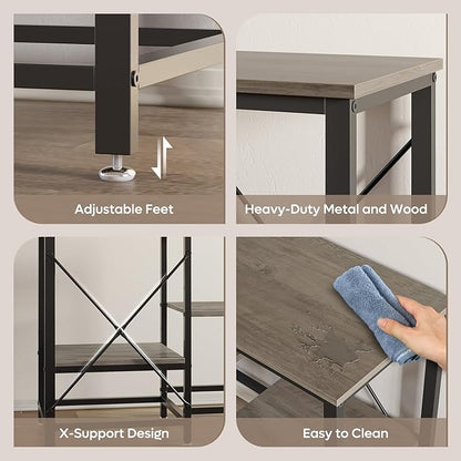 20-29 Gallon Fish Tank Stand with Power Outlets, 30.7 x 13.8 Metal Aquarium Stand with 3-Tiers Adjustable Storage Shelves, 6-Legs Reptile Terrarium Stand, 400 LBs