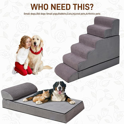 24-30inches High Dog Stairs & Steps for High Beds Tall, LitaiL 29inch 6 Steps Pet Stairs/Steps for High Beds Large Dogs, Non-Slip Dog Ramps for Small Dogs, for Older Cats