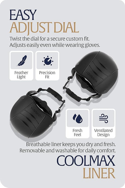 Equinavia Gardian Riding Helmet - Lightweight, Low-Profile Design with Airflow Vents, Easy-Adjust Dial, Removable Coolmax® Liner, ASTM F1163-23/SEI Certified