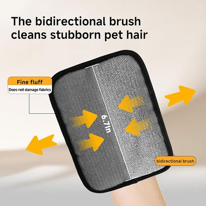 2-in-1 Pet Grooming Glove & Fabric Hair Remover - Reusabie, Silicone Massage Bristles,Static Adhesion for Quiuck Shedding Control,Safe for Dogs & Cats
