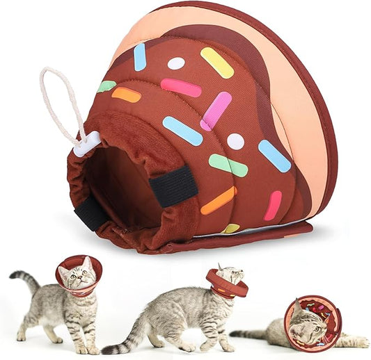 EXPAWLORER Cat Recovery Cone Collar- Soft Adjustable Pet Collar for After Surgery, Waterproof Elizabethan Protective Collar, Stop Licking Donut for Small Medium Kittens