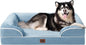 EHEYCIGA Orthopedic Dog Beds for Extra Large Dogs, Waterproof Memory Foam XXL Dog Bed with Sides, Non-Slip Bottom and Egg-Crate Foam Big Pet Couch Bed with Washable Removable Cover, Washed Blue