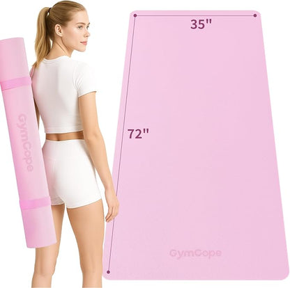 Extra Large Yoga Mat - 72"x35", 72"x48", 78"x57" - Wide TPE Exercise Mat for Home, Stretching, Couples & Family Workouts - 6-12mm Thick, Non-Slip & Waterproof - with Carry Bag and Straps