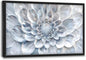 Abstract Flower Large Wall Art White Silver Floral Pictures Wall Decor Neutral Canvas Print Painting Artwork for Bathroom Living Room Bedroom 36L" x 24W"