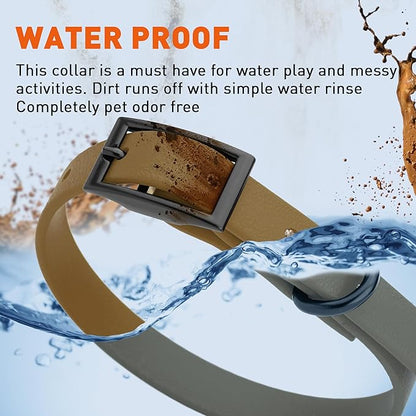 Dogline Biothane Waterproof Dog Collar Strong Coated Nylon Webbing with Black Hardware Odor- Proof for Easy Care Easy to Clean High Performance Fits Small Medium or Large Dogs, Coyote Brown