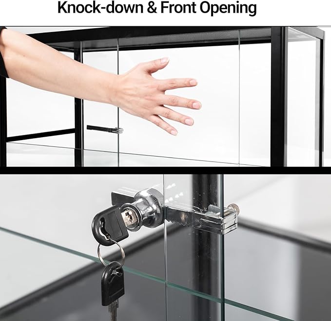 Double Stacked Reptile Tank, 24" x 18" x 44" Tall Reptiles Terrarium, Front Opening, Full Vision, Knock Down, 2 Pack 34 Gallon Glass Cage for Reptile, Bearded Dragon, Lizard, Snake, Gecko