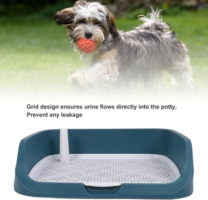 Fabater Dog Potty Toilet Training Tray, Portable Multifunctional Mesh Puppy Training Toilet Pad Holder with Bafflel for Small Dogs Puppies (Peacock Blue)