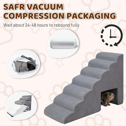 Dog Stairs & Steps for High Beds 30-36 inches High Tall, LitaiL 33inch 7 Steps Pet Stairs/Steps for High Beds Small Large Dogs, Non-Slip Dog Ramps/Ladder for Old Dogs/Cats