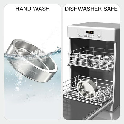 20oz Stainless Steel Cat Food & Water Bowl - Double Walled 304 Stainless Steel Non-Slip Cat Dish | BPA-Free & Dishwasher Safe for Indoor Cats