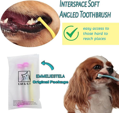 E.M&S.T by Emmeliestella Small Dog & Cat Toothbrush Micro Head, Cat Dental Care, Pets Toothbrush, Oral Hygiene, Easy to Handle, Deep Clean, Extra Soft Bristles, Independent Packaging, Blue&Pink 3PCS