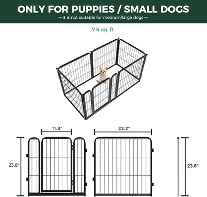 FXW Homeplus Unleashed Indoor Dog Playpen - Stress-Free and Safe Play, Heavy Duty 24 Inch 6 Wire Panels Dog Pen for Puppy and Small Dogs, Black│Patented