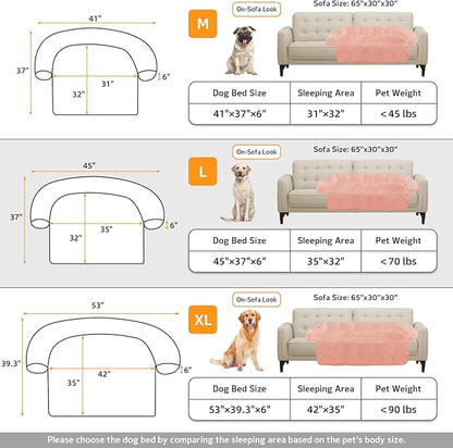 GGIB Calming Dog Bed Fluffy Plush Dog Mat for Furniture Protector with Removable Washable Cover for Large Medium Small Dogs and Cats (Large, Pink)
