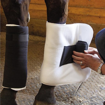 Dura-Tech Combo No Bow Leg Wraps for Horses | Perfect & Quick Bandage Application | Innovative Protection | Heavy-Duty Hook & Loop Closure | White & Black Combo