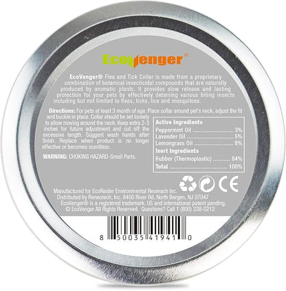 EcoVenger Flea & Tick Collar Repellent 2-Pack White, Fits Both Dogs & Cats, Built-in Pant-Based Formula Strong Repellency Slow Release, Lasting Deterrence and Protection, Pleasant Aroma, Waterproof