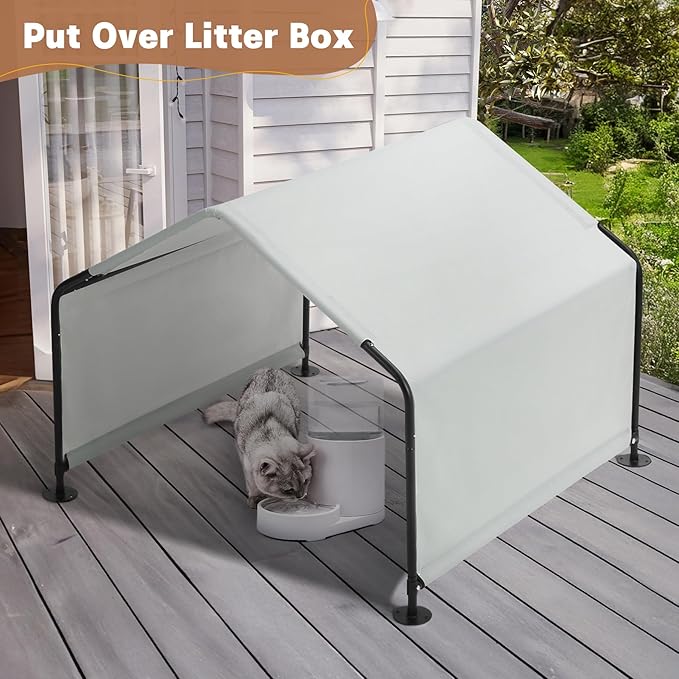 Dog Shade Shelter Outdoor 4'x4'x3' Tent for Large Medium Dogs, Outside Sun Rain Canopy Pet House for Cats Pigs Livestock with Waterproof Roof Ground Nails,Grey