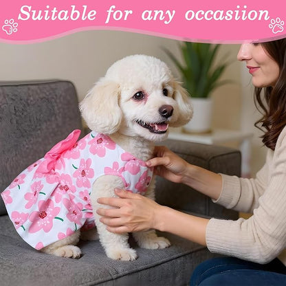 8 Pcs Summer Hawaiian Dog Dresses, Dog Bowknot Dresses Cute Hawaii Puppy Dress Soft Lightweight Clothes Princess Outfits Pet Skirts for Girl Dogs Beach Parties(Medium)